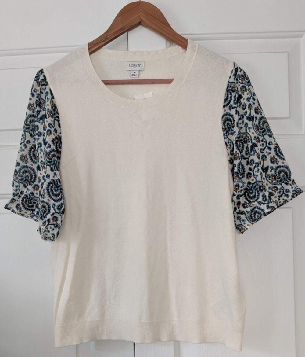 J. Crew Mixed Media Short Sleeve Sweater NEW!